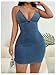 Floerns Women's Backless Criss Cross Denim Cami Dress Halter Neck Bodycon Mini Dresses Blue Medium