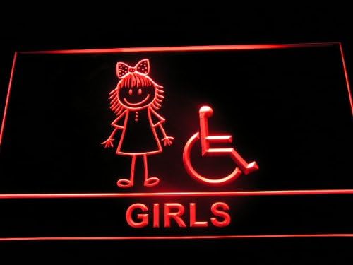 ADVPRO i1027-r Disabled Wheelchair Handicap Accessible Girls Restroom Toilet Neon Sign