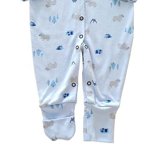 Macacão Pijama Bebê Suedine com vira pé… (G, Azul Urso Polar)