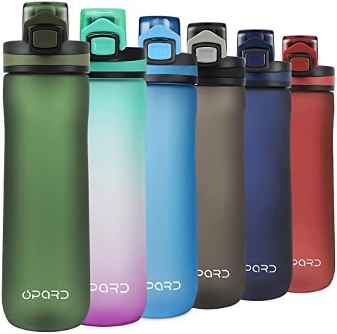 Opard Sports Water Bottle, 600ml BPA Free Non-Toxic Tritan Plastic Drinking Bottle with Leak Proof Flip Top Lid for Gym Yoga Fitness Camping