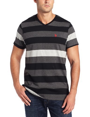 U.S. Polo Assn. Men's Striped Short-Sleeve V-Neck Shirt