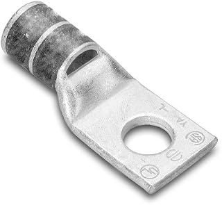 Burndy YA27L4-BOX One Hole Hylug Code Conductor Standard Barrel Copper Compression Terminal, 3/0 AWG Conductor, 3/8" Stud Hole Size, 0.91" Tongue Width, 2.29" Length, Orange