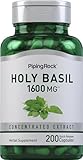 Piping Rock Holy Basil Capsules | 1600 mg | 200 Pills | Herb Leaf Extract | Supplement for Women and Men | Ocimum Tenuiflorum | Non-GMO, Gluten Free