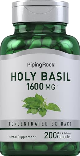 Piping Rock Holy Basil Supplement | 200 Capsules | Herb Leaf Extract