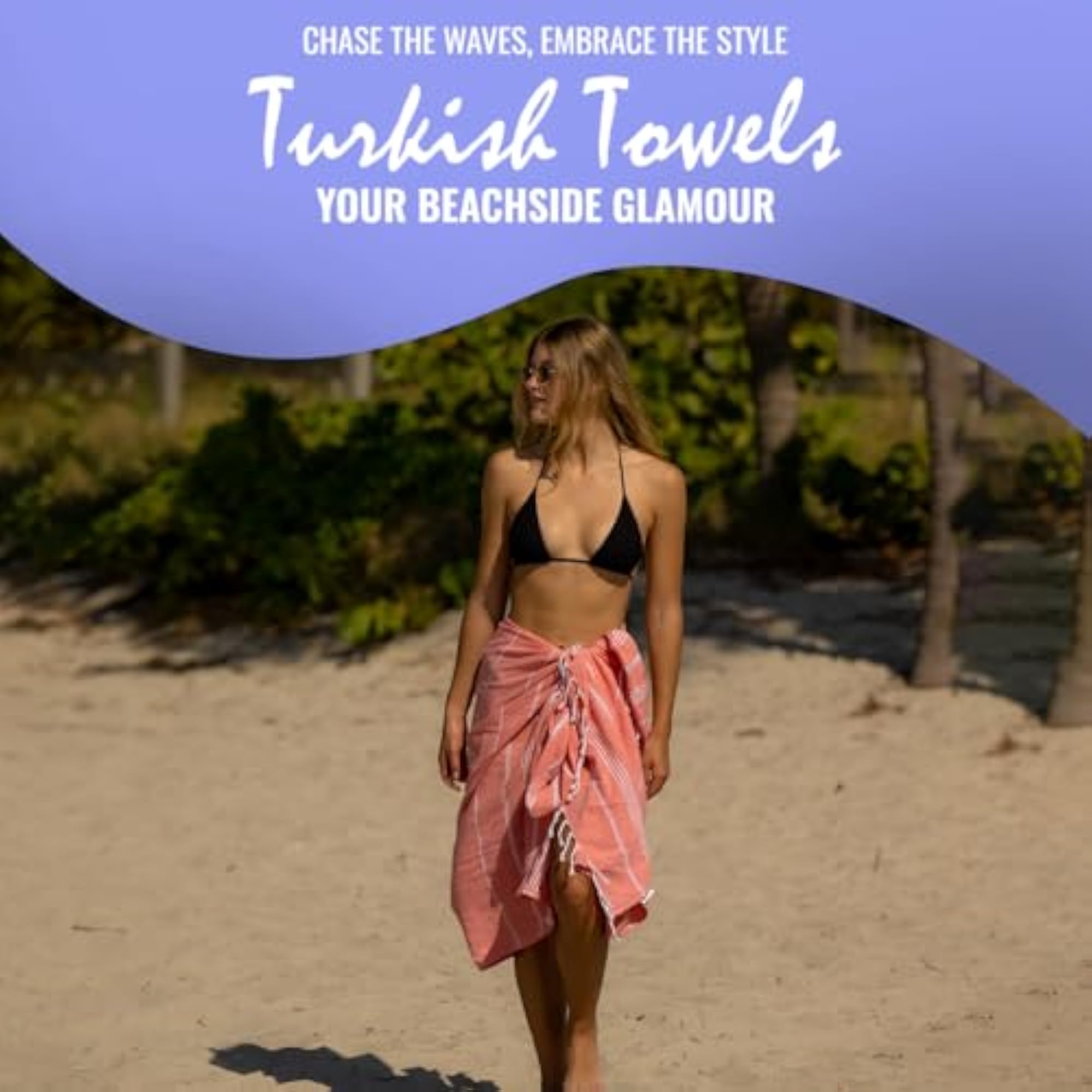Coral Turkish Peshtemal Towels, 100% Cotton