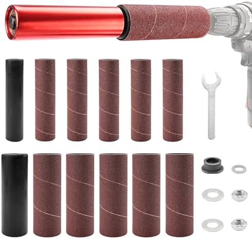 SI FANG Spindle Sander Adaptor Kit Drum Sander for Drill, Handheld Rubber Sanding Drums and Sleeves, Drill Sanding Attachment with Universal Hex Shank, For Woodworking Metal Polishing