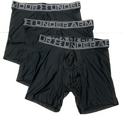 Under Armour Essential Tech 6 Inch Boxerjock 3-Pack – Medium, Regular Fit, Black
