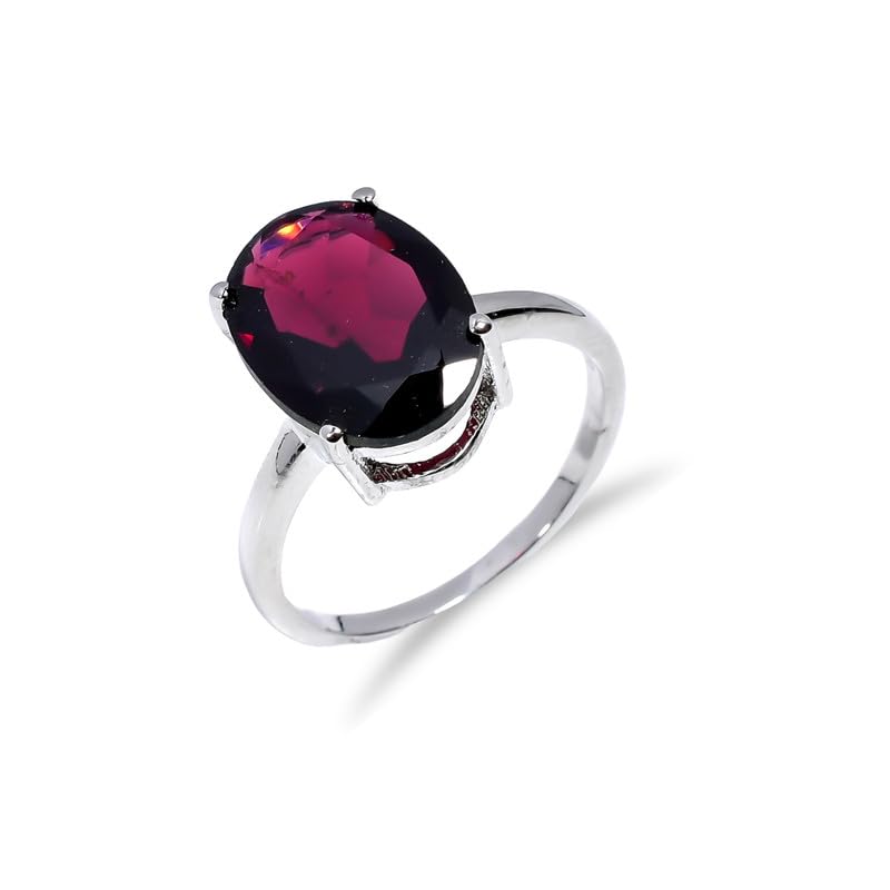 Bague en argent 925 grenat pour femme, bague de naissance élégante au quotidien