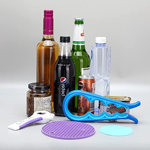 Jar Bottle Opener For Weak Hands,4 &5 In 1 Multi Function Non-Slip Can Lid Opener Tools With Silicone Jar Gripper Pad,Suitable For Seniors,Children And Arthritic Hands (4-Piece -Set) (Dark Blue) #TOP6