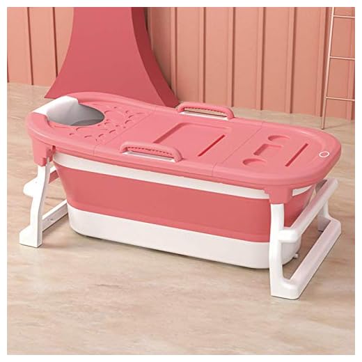 GLXLSBZ Fällbart badkar vuxen badkar halkfri isolering ergonomisk simbassäng portabel tjock plast termostatiskt badkar, 140 cm, rosa
