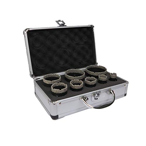 FVSCM Vacuum brazed Diamond Dry Drilling bits Core bits Set with 5 8-11 for Porcelain Tile Granite Marble Stone Masonry Brick(20 25 32 35 40 50 60 68mm)