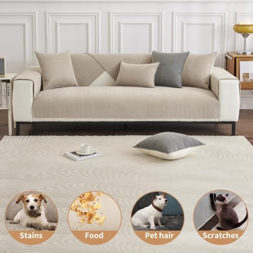 Housse de canapé d'angle en chenille blanche 70x180cm DUJUIKE - 5