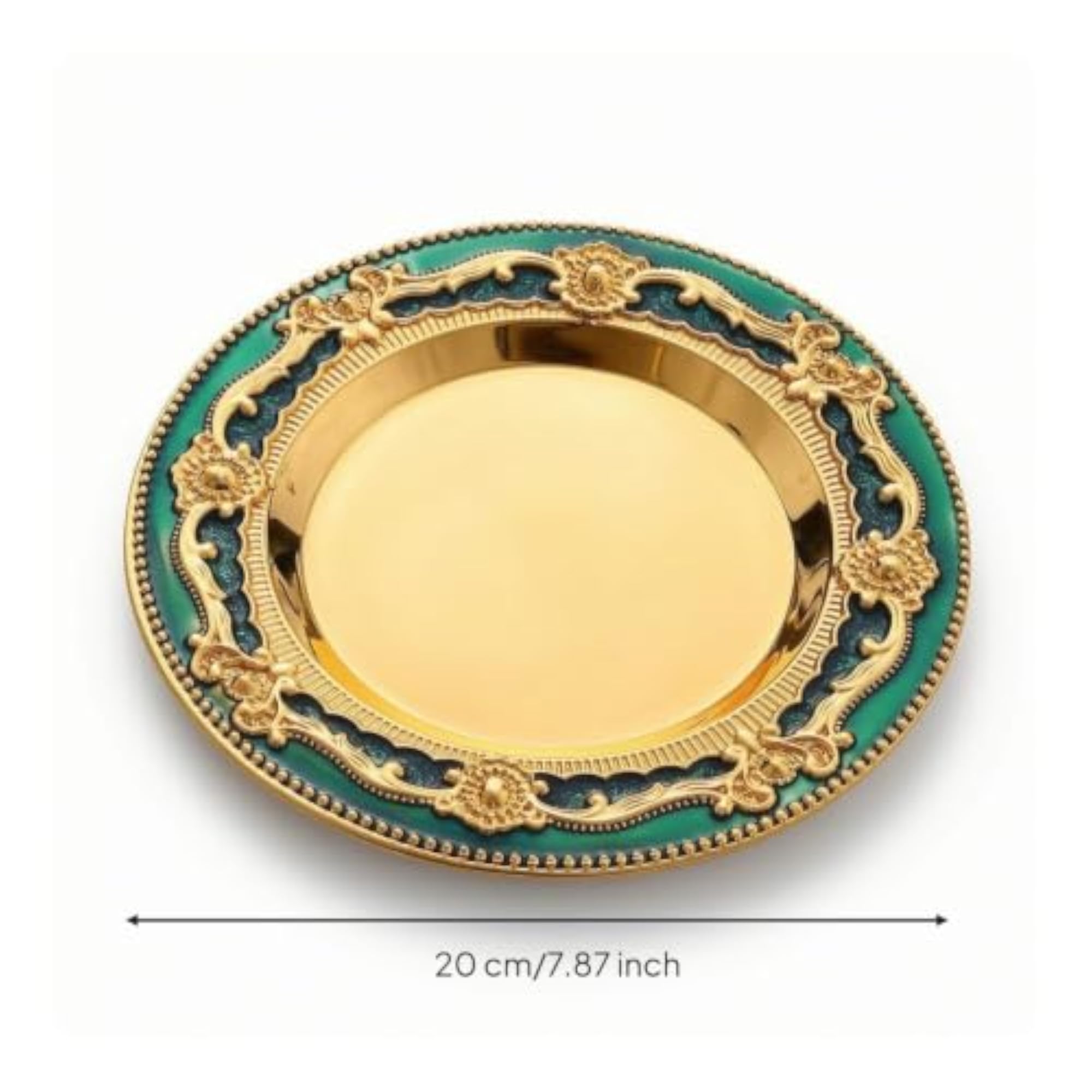 Baroque-Style Round Decorative Tray with Embossed Rim, Gold