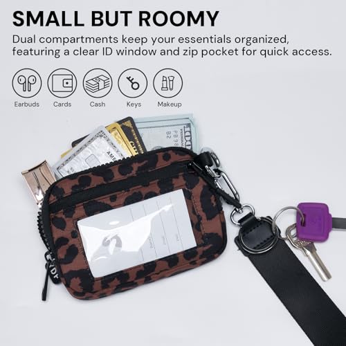 Image of Wristlet Wallet for Women with Clear ID Window, Zip Coin Purse and Keychain | 3 Card Slots, Exterior Zip Pocket, Inner Mesh Pouch, Lipstick Holder, Detachable Wrist Strap, Lightweight Nylon