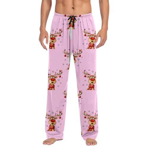 Men's Christmas Pajama Pants Cozy Elastic Waisted Lounge Pants Fashion Buffalo Plaid Sleep Pants with Pockets 08 Pink Large