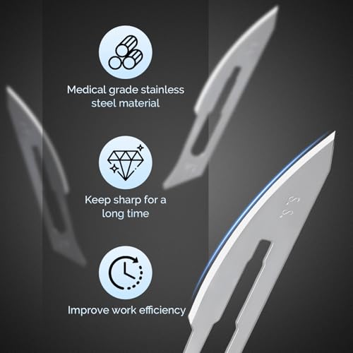 Image of JMU 100pcs Scalpel Blades Sterile #23, Disposable Stainless Steel Surgical Blades, Individually Foil Wrapped