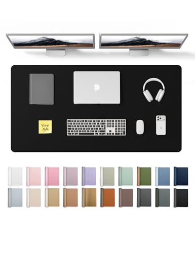 YSAGi Leather Desk Protector, Office Mat, Large Mouse Mat, Non-Slip PU Leather Blotter, Laptop Desk Pad, Waterproof Writing Pad for Office and Home (Black, 47.2' x 23.6')