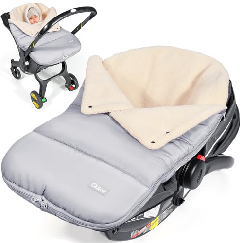 Image of Orzbow Winter Carseat Cover for Baby, Cozy Fleece, Universal Fit,Light Grey
