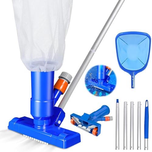 FainFun Kit Limpiador de Piscinas Manual, Aspiradora de Fondo de Piscina Portátil, Piscina Limpieza, Limpiador de Piscinas Limpiadores para Piscinas, Fuentes, Bañeras