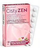 Cistyzen, D-mannosio e Mirtillo Rosso, per Cistite e infezioni delle vie urinarie - 60 capsule con Probiotici e prebiotici, Integratore naturale, soluzione ideale per la Vaginosi Batterica e Cistite