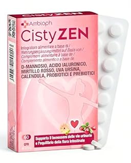 Cistyzen, D-mannosio e Mirtillo Rosso, per Cistite e infezioni delle vie urinarie - 60 capsule con Probiotici e prebiotici, Integratore naturale, soluzione ideale per la Vaginosi Batterica e Cistite