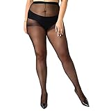 MANZI Women's 4 Pairs Plus Size Control Top Ultra-Soft Tights(Black,XXXXL)