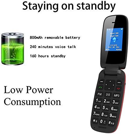 USHINING Unlocked Flip Mobile Phone Pay as You Go Simple GSM Dual SIM Basic Button Sim Free Clamshell GSM Feature Phone 1.8"(Black)