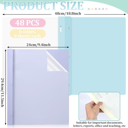 Lot de 48 couvertures de rapport pastel à 3 broches pour documents - 2