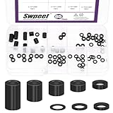 Swpeet 65Pcs 8 Sizes M3 Aluminum Spacer Assortment Kit, 3.1×6mm(ID×OD) Black Aluminum Standoff Column Spacer, Round Spacer Unthreaded Standoff Bushing Plain Finish, Length 0.5/1/1.5/2/2.5/3/6/10mm