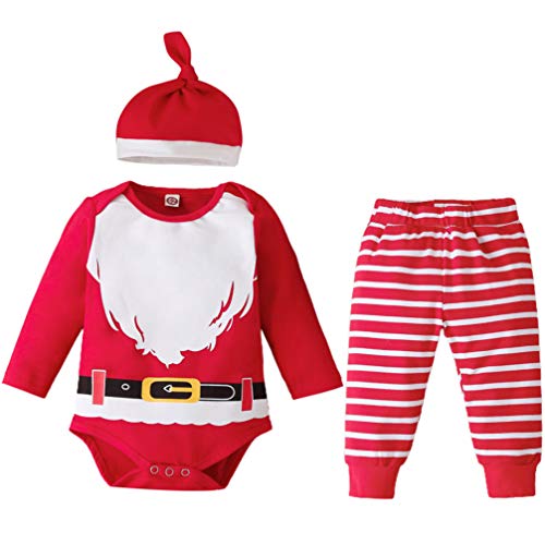 KESYOO Conjunto de 3 Peças/Conjunto de Roupa de Bebê Natalino Conjunto Bodysuit de Manga Longa Natal