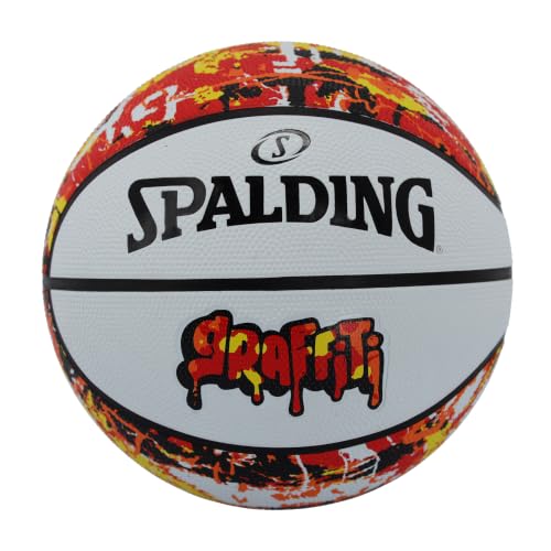 Spalding Balón de baloncesto – Graffiti Series – Talla 7 – Rojo – Exterior – Goma