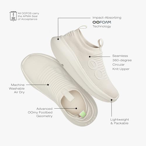 OOFOS OOmy Zen Recovery Shoe for Women, Chalk - Size 8 angle 6