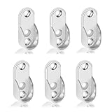 6Pcs Oval Wardrobe Rail Brackets – 3 Hole 16mm Wide Zinc Alloy Silver Hanging Rail Supports - Heavy Duty Closet Pole Sockets Wardrobe Rail Support Holders for Hanging Clothes