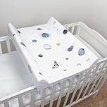 Baby Hard Base Changing Mat/Top Changer 80x50 cm fits 140x70 cm Cot Bed Unisex Wedge Anti Roll Nappy Newborn Baby Waterproof Changing Mat with Raised Edges (Universe)
