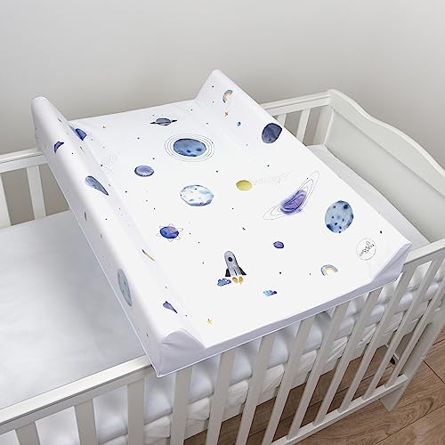 Materassino fasciatoio imbottito con base rigida, 80 x 50, adatto per lettino 140 x 70 cm (blu)