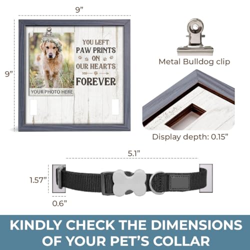 Pawfect House Sympathy Frame With Collar Holder, 9x9 IN Pet Memorial Frame, You Left Paw Prints On Our Heart Forever, Pet Memorial Gifts For Dogs, Loss Of Dog Sympathy Gift, Dog Passing Away Gifts by Pawfect House - Image 4