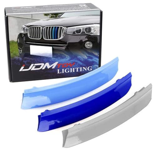iJDMTOY Exact Fit 3pc Set Iconic Tri-Accent Grille Insert Trims Compatible with F25 X3 F26 X4 Center Kidney Grill (7 Beams)