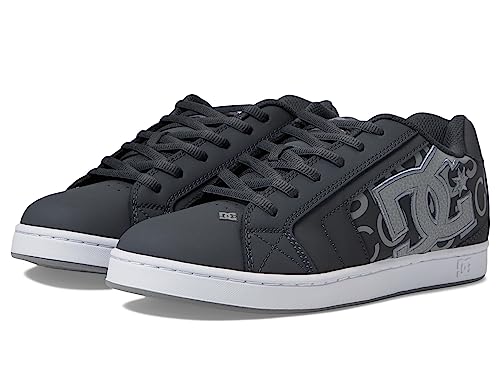 DC DC Men's Net Casual Low Top Lace Up Skate Shoe Sneaker Heather Grey/White 11.5
