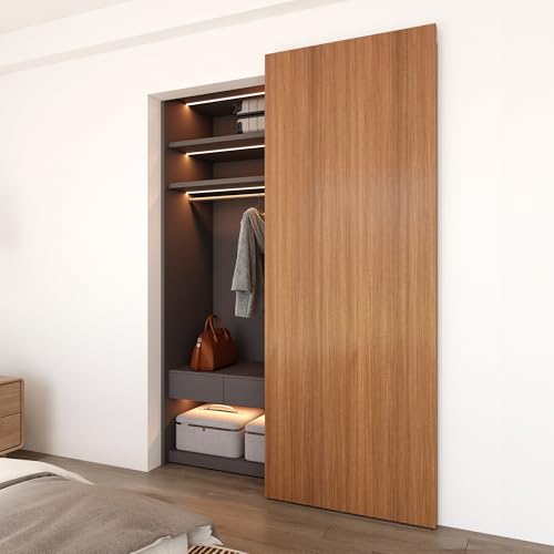 JUBEST 38" Concealed Barn Door Hardware Kit with Soft Close Mechanism, Wall Mounted Invisible Sliding Door Track for Opening Width 30" to 34", Hidden Barn Door Hardware Kit, Door Needs Groove by JUBEST - Used condition - CA$82.87