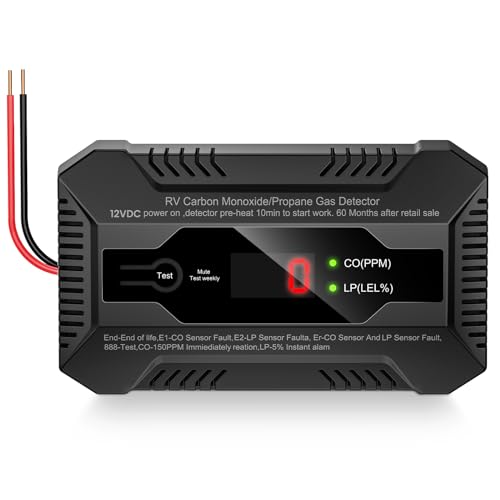 Funomo RV Carbon Monoxide and Propane Gas Detector, Dual LP/CO Gas Alarm with Separate LCD Indicator...