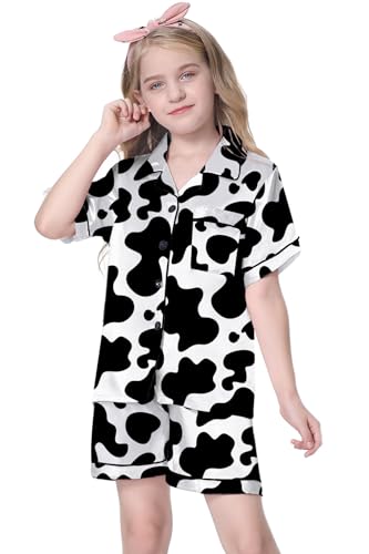 Image of Girls & Womens Satin Pajamas Set, Silk Button-Down Sleepwear 2 Piece Nightwear, 3 Years - Women XXL