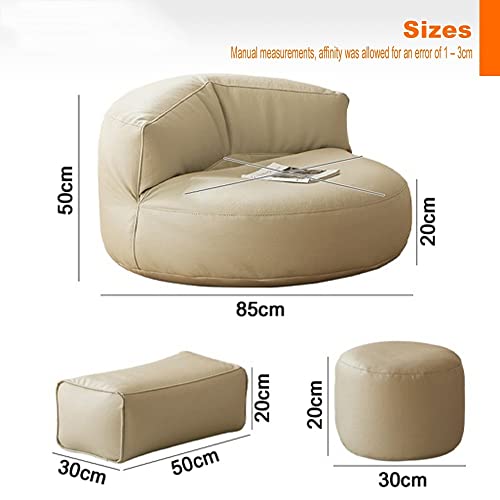 Bean Bag Chairs For Adults Bean Bag Cover Faux Leather Bean Bag Chair Set With Filling Corner Pouf Ottoman Footrest Fllor Seat Beanbag Sofa (Color : Orange, Size : 2 In 1-C) #TOP3