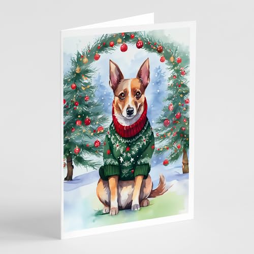 Caroline's Treasures DAC3510GCA7P Lancashire Heeler Christmas Greeting Cards Pack of 8 Blank Cards with Envelopes Whimsical A7 Size 5x7 Blank Note Cards