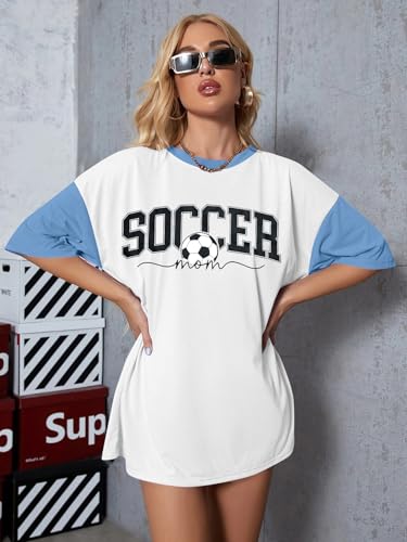 Image of ALLTB Soccer Cup 2026 Shirt Soccer Mom Shirts Women Oversized Football Match Season Jersey Bow T-Shirt Short Sleeve Top