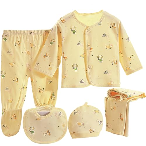Unisex Baby Clothes 5 Piece Layette Sets Cotton Newborn Clothes Gift Set For 0-3 Months