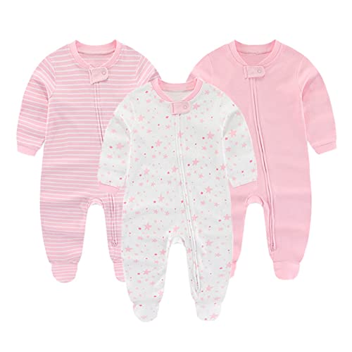 Image of ZAV Solid Unisex Infants Clothes Baby Boys Girl Footed Jumpsuits Cotton Rompers