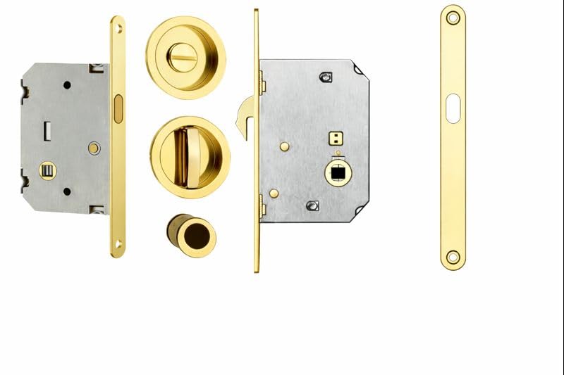 Serrure à enfiler dorée pour portes intérieures et coulissantes de salon