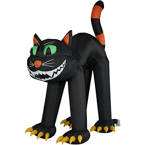 Haunted Hill Farm 10-ft. Black Cat Blow Up with Lights, Halloween Outdoor Decorations for Patio and Yard, Giant Spooky Weather Resistant Outdoor Inflatables for Home or Haunted House