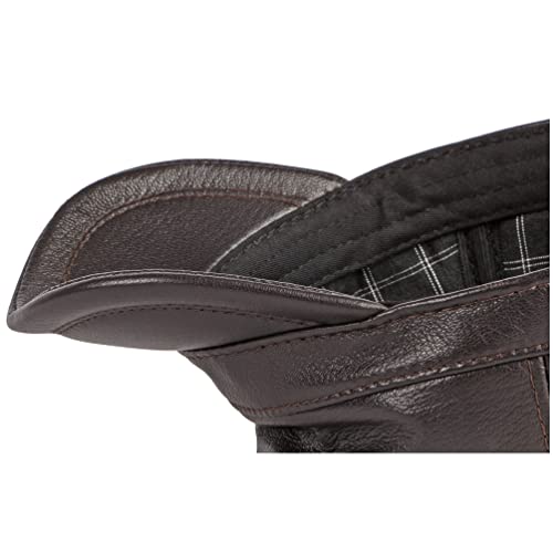 Bonés masculinos de couro de cordeiro militares Cadet Army Caps Flat Top, Marrom, Tamanho �nica
