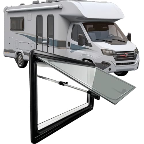 Ddasam Ventana Lateral Externa de ventilación de Techo de RV, reemplazo de Ventanas, Ventana Lateral de Salida de RV, Ventana con bisagras de Caravana con Pantalla de privacidad y Sunshade(1200*500mm)